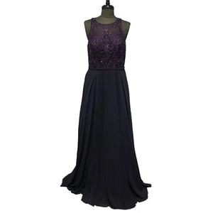 NWT Clarisse 8025 Damask Eggplant Size 14 Dress - Picture 1 of 13