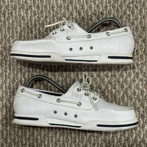 Helly Hansen Deck Boat Shoes Loafers White Leather Men’s Size 9.5 - Picture 1 of 9