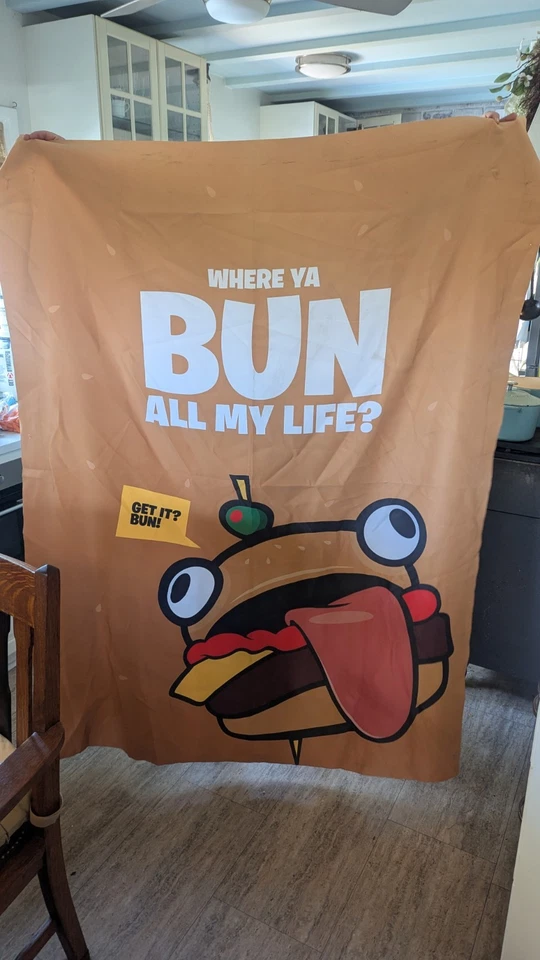 Banner de tela Fortnite Durr Burger del evento E3 Los Ángeles ~52x69" Foto 1 de 2