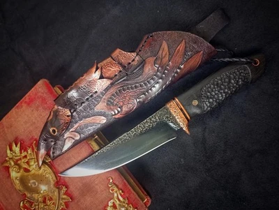 AK CUBIERTOS PERSONALIZADOS HECHOS A MANO ACERO D2 BOWIE CUCHILLO MANGO POR CLIP DE LATÓN Y MADERA Foto 1 de 4