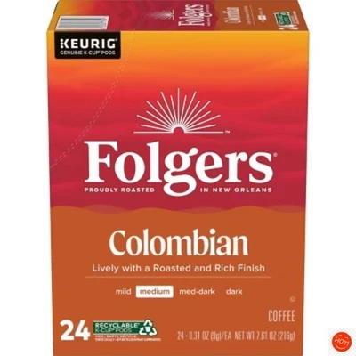 Café tostado medio colombiano Folgers - Keurig K-Cup Pods - 24ct Foto 1 de 4