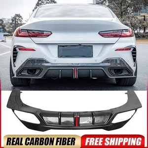 Difusor labial parachoques trasero carbono real para BMW Serie 8 G14 G15 840i M-Sport 18-24 - Imagen 1 de 13