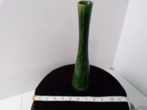 Vintage Shawnee Pottery #1402 Green w/Black Stripes 11" Tall Vase - Picture 1 of 9