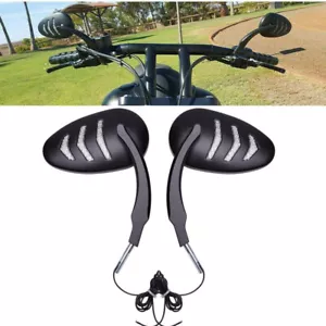 Motorcycle Side Rearview Mirrors LED Turn Signal Light For Harley Dyna Road King - Foto 1 di 10
