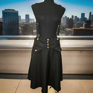 NWT! Hot Topic Black High Waist Bow Suspender Skirt Size XL New Goth School - Picture 1 of 11