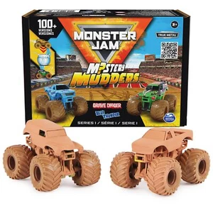 , Mystery Mudders 2-Pack Monster Trucks, Official 1:64 Grave Digger and Blue ... - Bild 1 von 9