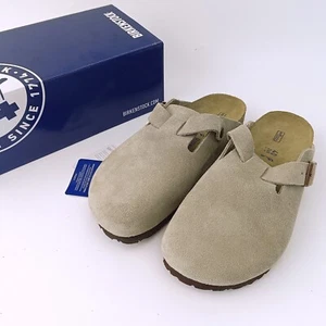 Birkenstock Boston Women Taupe Suede Leather Soft Footbed Narrow Shoe US 7-11 - Picture 1 of 9