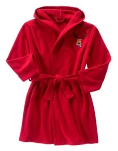 Gymboree NACHTWÄSCHE ROT m. RENTIER KAPUZE FLEECE MORGENMANTEL 4 5 6 7 8 10 12 NEU MIT ETIKETT - Bild 1 von 1