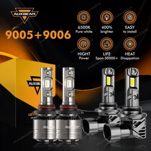 AUXBEAM 9005 9006 Combo LED Headlight Bulbs Conversion Kit 6500K Bright HB3 HB4 - Picture 1 of 19