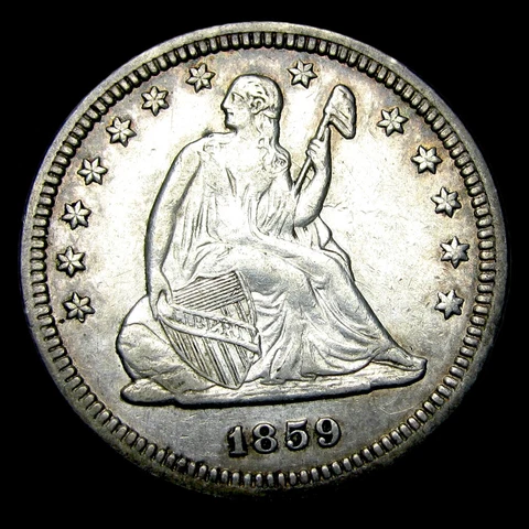1859 Seated Liberty Quarter Silver ---- Stunning Coin  ---- #UU947 Cover
