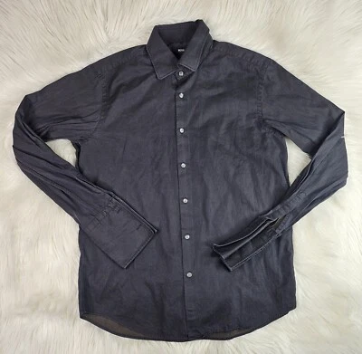 Hugo Boss Dress Shirt Men's Size 42 16 1/2 Black Long Sleeve Collared Button Up - Image 1 of 4