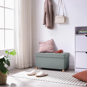 Faltbarer Sitzhocker Aufbewahrungsbox Sitzbank mit Stauraum Truhe grau LSF16GYX - Bild 1 von 8