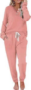 Two Piece Outfits for Women Lounge Sets Button down Sweatshirt Sweatpants Sweats - Picture 1 of 12