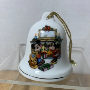 Disney Christmas Bell Ornament Mickey Mouse Minnie Xmas Porcelain Grolier 1993 - Imagen 1 de 7
