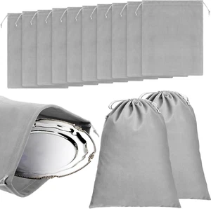 10 Pcs Silver Storage Bags, 9 X 11.8 Inch anti Tarnish Storage Bag Fabric Cloth - Picture 1 of 12