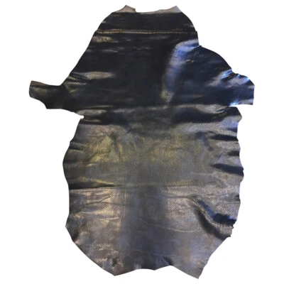 Blue Genuine Leather Metallic Snakeskin Embossed Thin Crafter Upholstery Fabric - Image 1 of 4