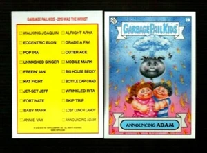 Garbage Pail Kids.“2019 Was The Worst” "ANNOUNCING ADAM" Sticker #20 W/Checklist - Picture 1 of 3