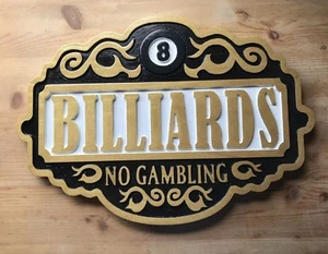 Billiards 3D routed carved wood sign bar pub plaque sign Custom carved - Picture 1 of 3