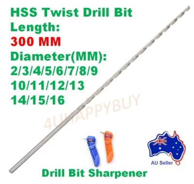 300 MM Extra Long HSS Twist Drill Bits  2 3 4 5 6 7 8 9 10 11 12 13 14 15 16 MM - image 1 of 3