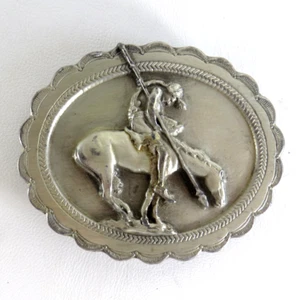 1982 Siskiyou Metal Native American Indian on Horse End of Trail Belt Buckle - Picture 1 of 6