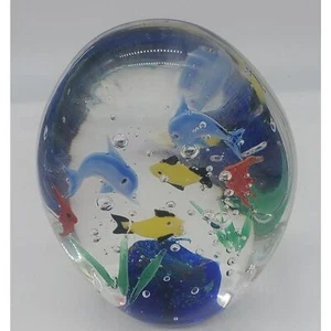 PISAPAPELES PESADO ESTILO MURANO 5" ARTE VIDRIO PECES ACUARIO - Imagen 1 de 1