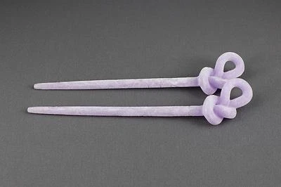Purple velvet hair chop sticks top loop knot picks pins accessory 6.5" long - Image 1 of 4