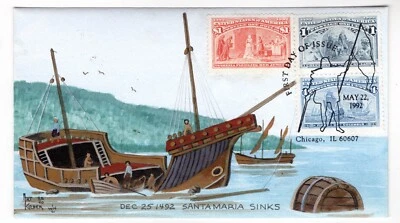 #2624 Columbian 1992 FDC - Hand Painted Art Kober #20/40 - Image 1 of 2