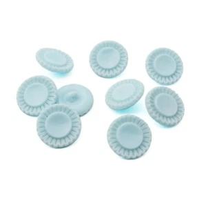 Lotto (9) bottoni vintage ceco vetro fiore blu 23 mm - Foto 1 di 2