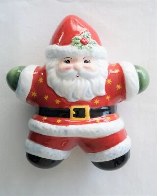 CHRISTOPHER RADKO Traditions Santa Claus Covered Candy Dish Ceramic Christmas  - Image 1 of 4