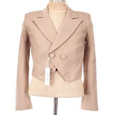 The Sei NWT 100% Lambskin Leather Cropped Blazer Size 6 in Solid Nude/Beige