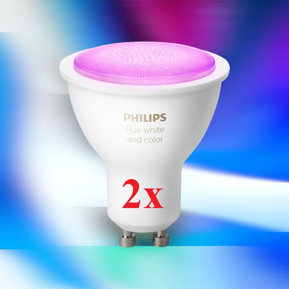 Philips Hue GU10 White and Color Ambiance LED 2-er Pack, Bluetooth Zigbee 400... - Bild 1 von 1