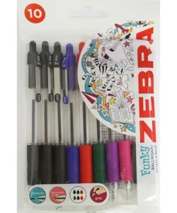 Zebra Z-Grip Funky Ballpoint Pens - Pack of 10 assorted Colours - Picture 1 of 1