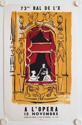 Affiche 73eme BAL DE L'X - Opéra Paris 1962 YVES BRAYER - Photo 1/4