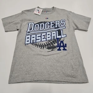 NWT Los Angeles Dodgers MLB Majestic Gray T-Shirt Youth Large New With Tags - Picture 1 of 6