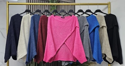 Orla Batwing Crossover Jumper Women’s Oversized Knit Sweater Top One Size 10–20 - Image 1 of 4