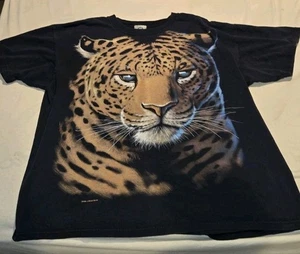 Vintage Liquid Blue Herren XL oder groß schwarz Jaguar Gepard Leopard AOP 1998 TShirt - Bild 1 von 5