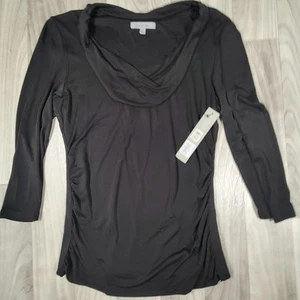 Classiques Entier Silk Blend Top Large Women Ruched V Neck Tank Blouse NWT Black - Picture 1 of 11