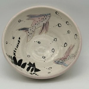 Keramik Handarbeit Vintage Kunstkeramik Fisch Katze kleine Servierschale signiert Schwartz - Bild 1 von 9