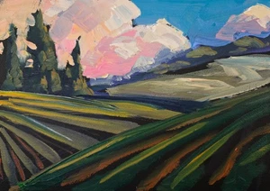 New Original Colorist FRAMED Art Warm Impressionism Romantic Landscape Hawkins - Picture 1 of 7