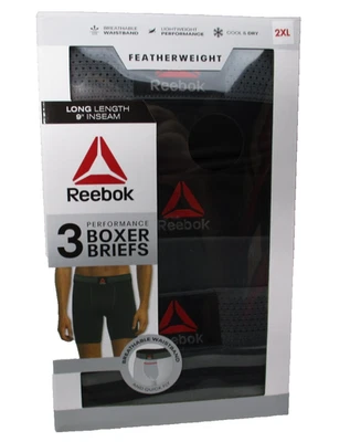 Reebok Performance Boxer Brief Long Length Underwear 3 Pack Featherweight 2XL - Image 1 of 4