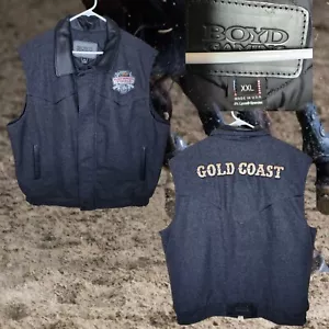 WRANGLER 2009 NATIONAL FINALS RODEO LAS VEGAS GOLD COAST WOOL LEATHER VEST XXL - Picture 1 of 8