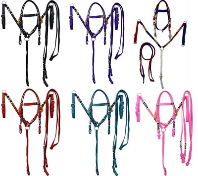 Equitem Nylon Pony Headstall with Rawhide Trim