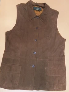 Vintage ORVIS Women's Suede Vest Brown Leather Sleeveless Size M Medium 1980's - Picture 1 of 11