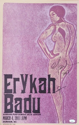 Erykah Badu 歌手 真实 手签 Hatch Show 打印海报 JSA 正品证书 — 第 1/4 张图片