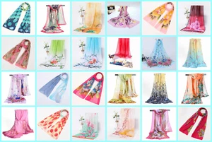 wholesale bulk lot of 12 silky soft chiffon scarves  - Picture 1 of 12