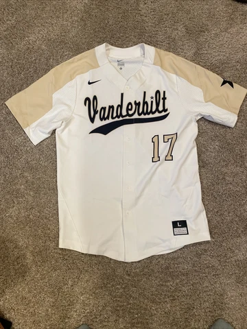 NIKE Mens Vanderbilt #17 Full Button Baseball Jersey | Large 818545 100 NWT Cover
