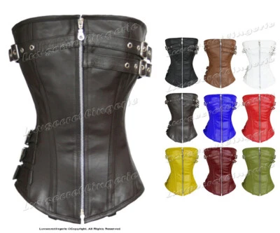 Heavy Duty 24 Double Steel Boned Waist Training Leather Overbust Corset #9099-LE - Image 1 of 4