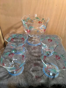 Orrefors Sweden Kristall Maja Schale 5 tlg Set Fußbeere Desert Schalen. Signiert  - Bild 1 von 8