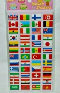 NUEVO-TSI KAWAII COLORIDAS PEGATINAS BANDERA HINCHADA: EE. UU. CANADÁ CHINA ALEMANIA JAPÓN + - Imagen 1 de 3