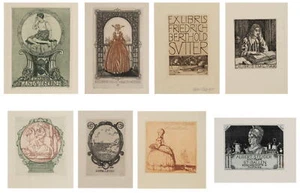 H. WILM (1887-1947), Exlibris Sammlung, Acht Originale, um 1910, Radierung - Bild 1 von 10